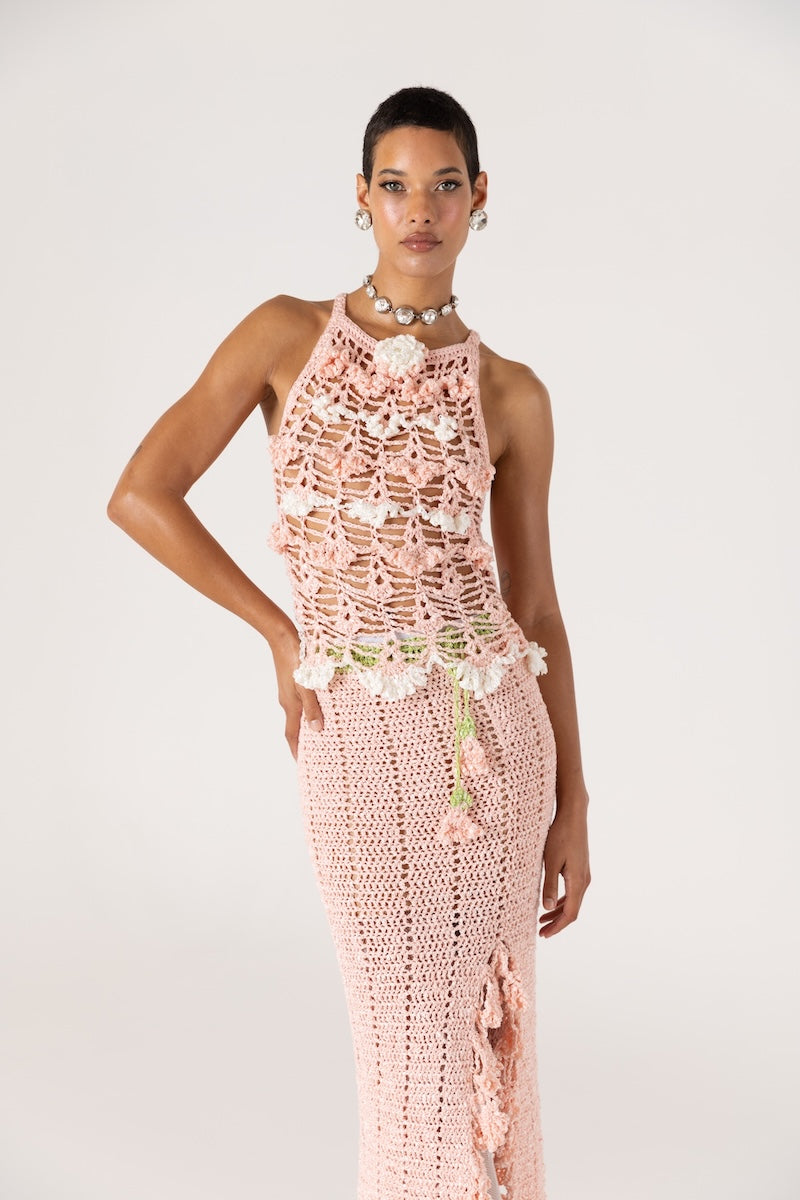 CHRYSANTHEMUM PINK HANDMADE CROCHET SKIRT