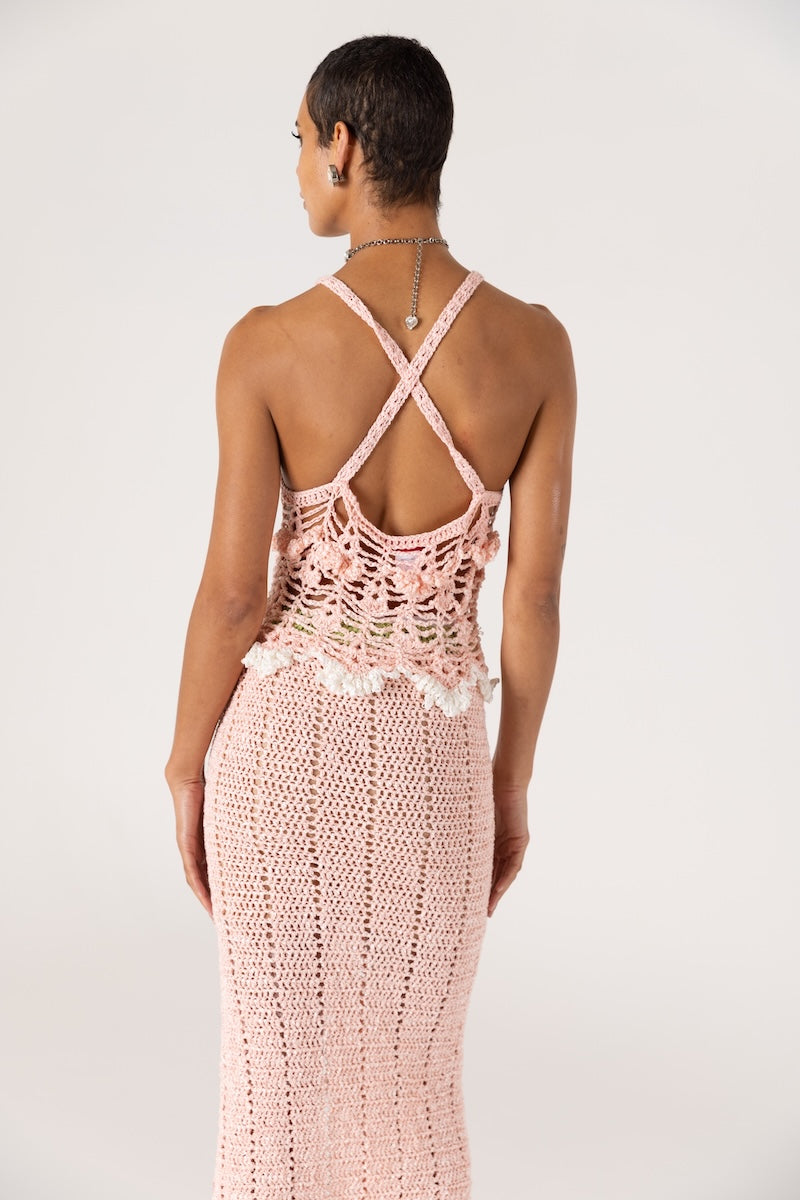 CHRYSANTHEMUM PINK HANDMADE CROCHET SKIRT