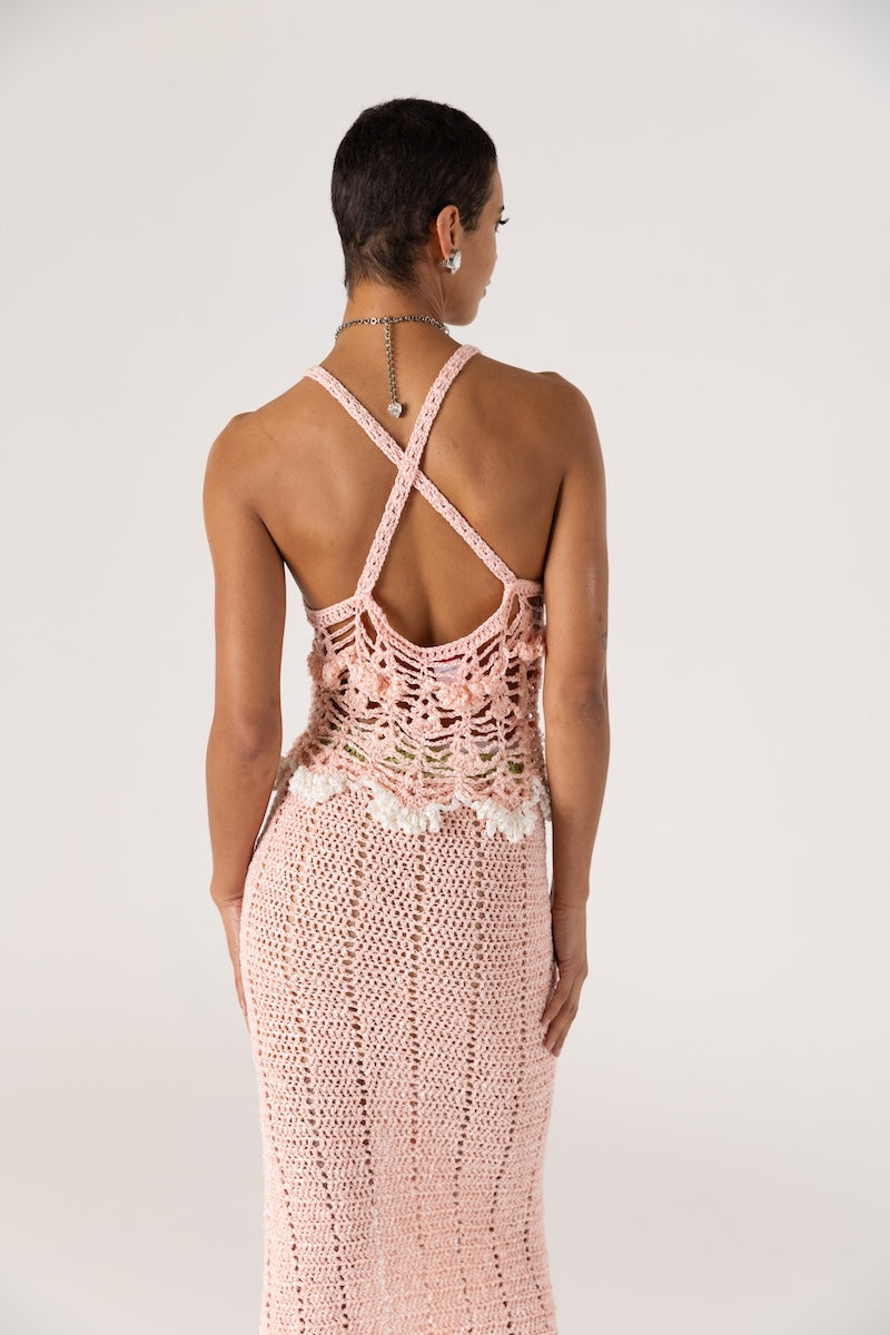 CHRYSANTHEMUM PINK HANDMADE CROCHET SKIRT