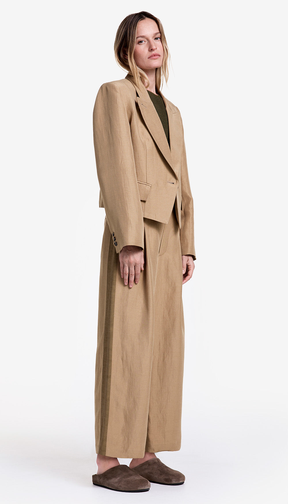 Tux Stripe Crop Pleated Trouser
