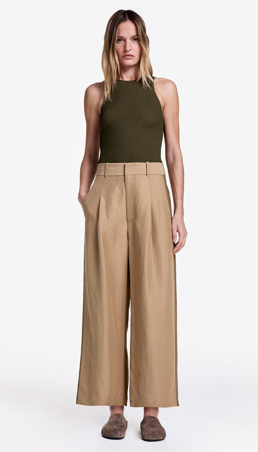 Tux Stripe Crop Pleated Trouser