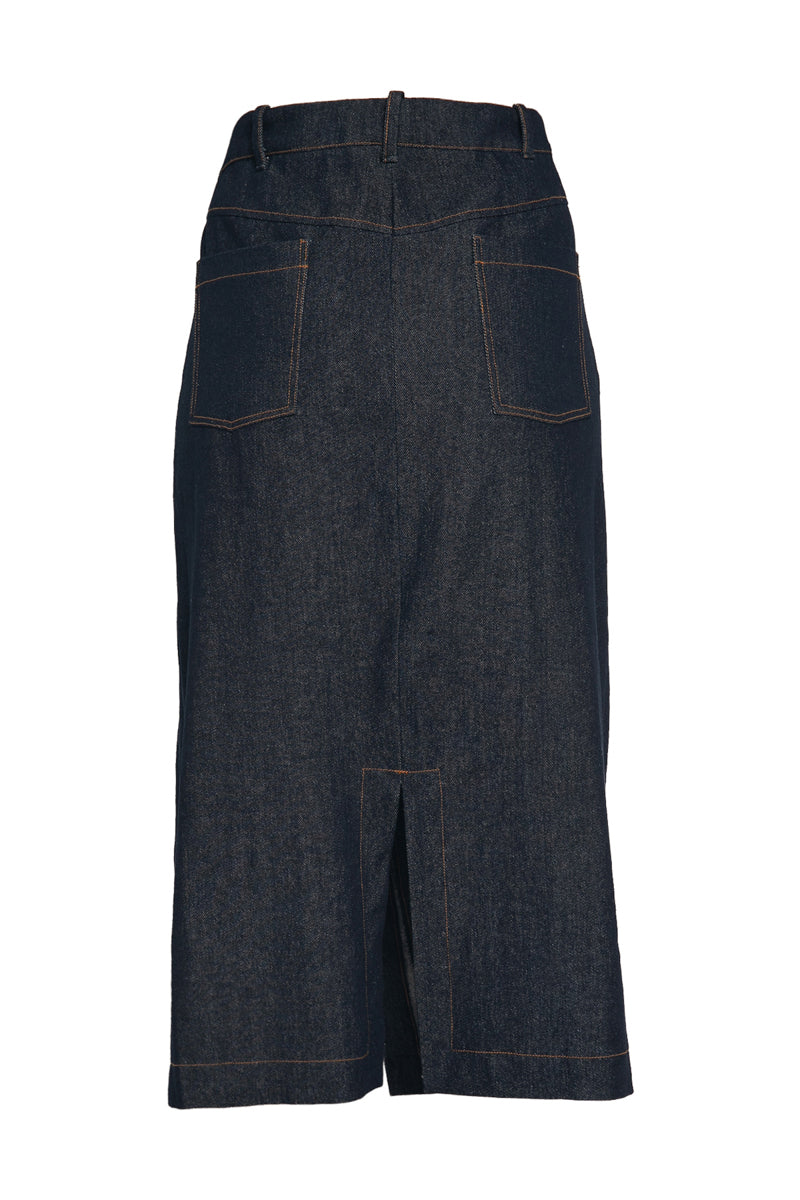 CUT OUT SLIT DENIM SKIRT