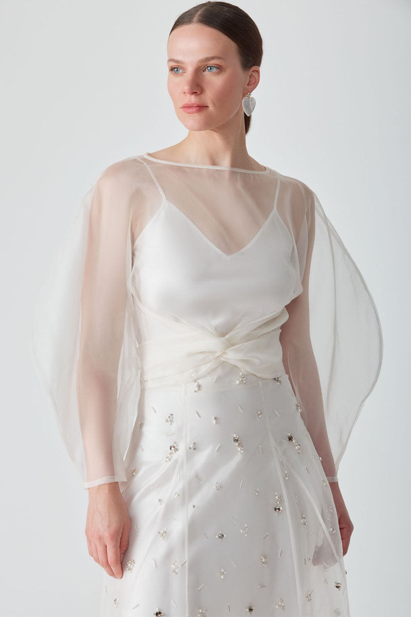 FREYA EMBELLISHED MAXI SKIRT IN PEARL