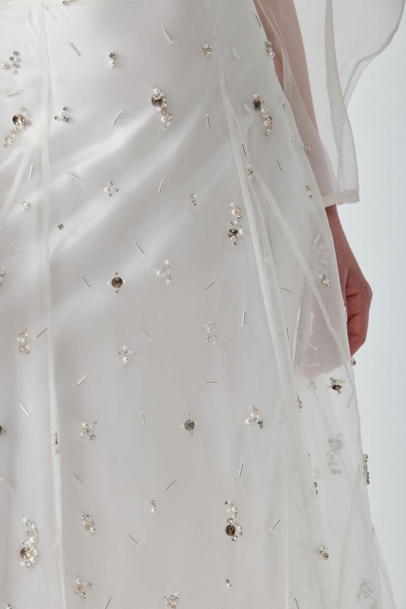 FREYA EMBELLISHED MAXI SKIRT IN PEARL