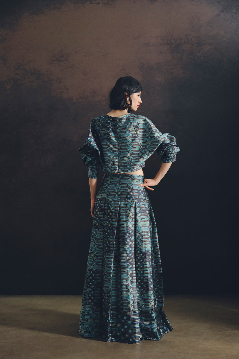 SASTRE ONDA SKIRT IN AQUA