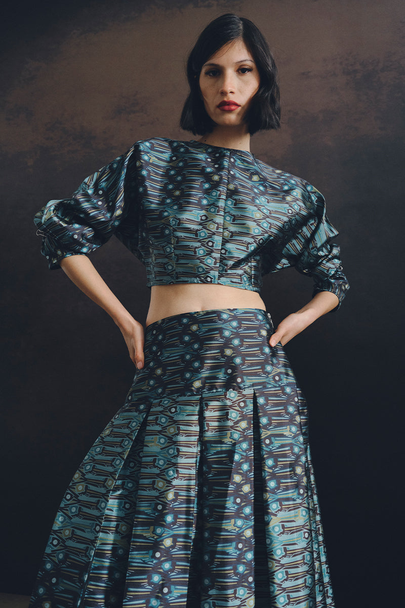 SASTRE ONDA SKIRT IN AQUA