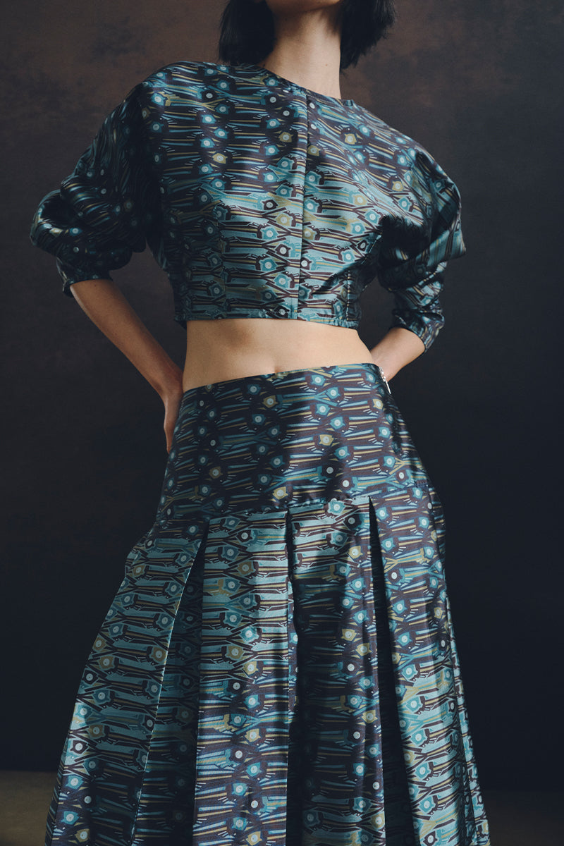 SASTRE ONDA SKIRT IN AQUA