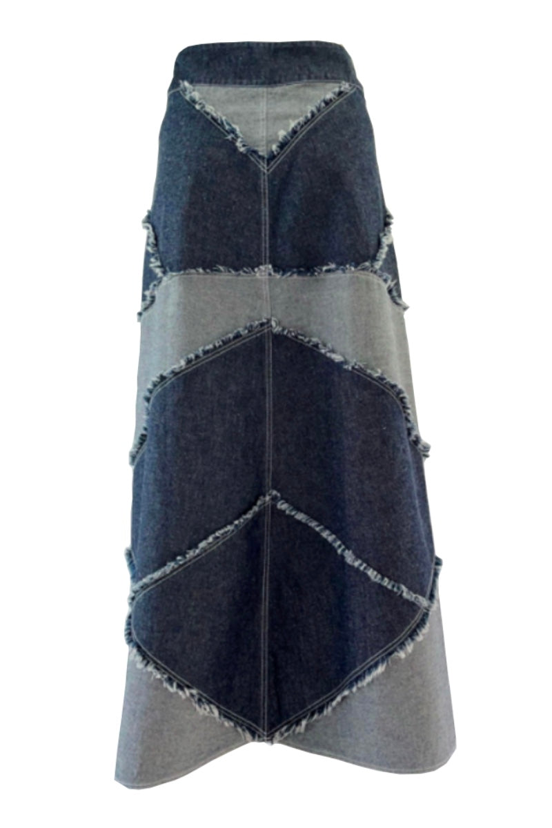 CUTS DENIM SKIRT IN BLUE