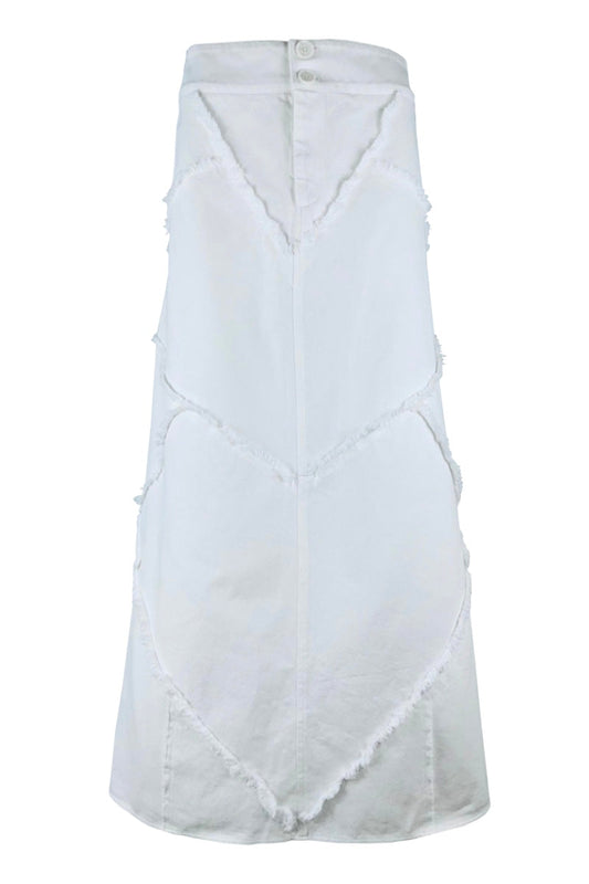CUTS DENIM SKIRT IN IVORY