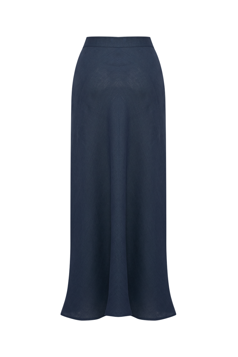 CLARA INDIGO LINEN MAXI SKIRT