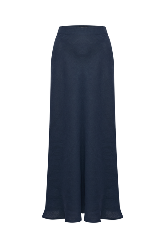 CLARA INDIGO LINEN MAXI SKIRT