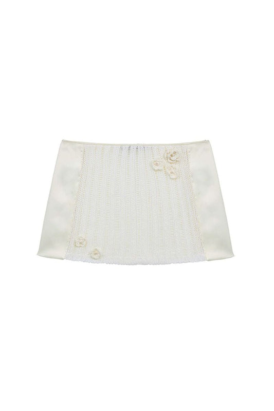 FLORAL CROCHET OFF WHITE MINI SKIRT