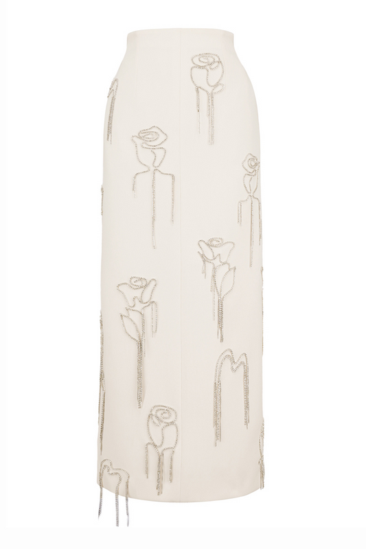 GRAYSON SHEATH FLORAL MIDI SKIRT