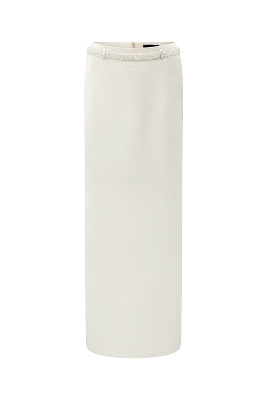 SILK LOW RISE MAXI SKIRT IN IVORY