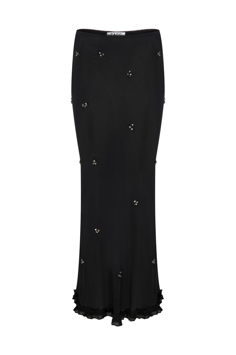 EMBROIDERED SKIRT IN CRINKLED CHIFFON