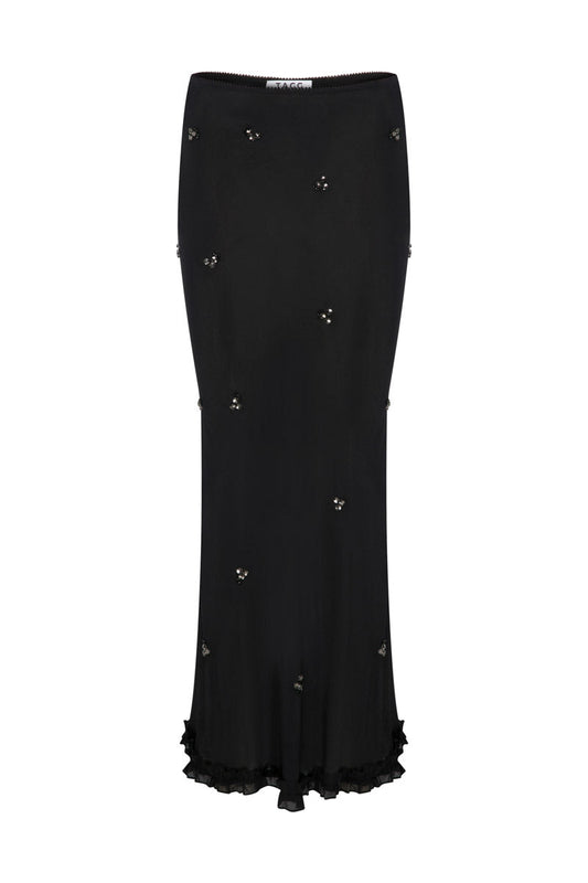 EMBROIDERED SKIRT IN CRINKLED CHIFFON