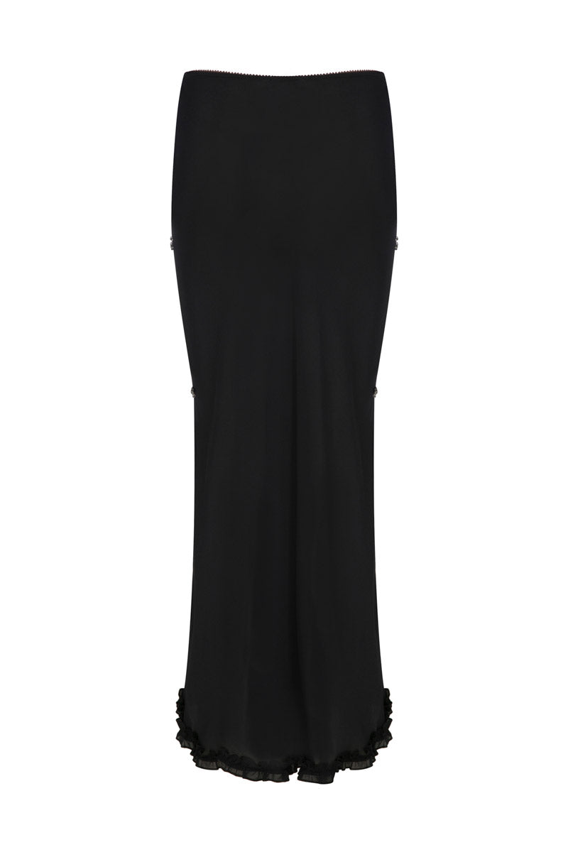 EMBROIDERED SKIRT IN CRINKLED CHIFFON