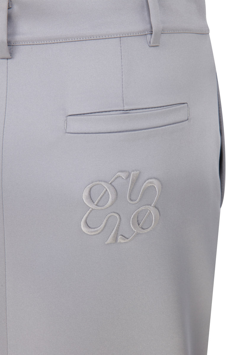 STRUCTURED SILVER SATIN SKIRT