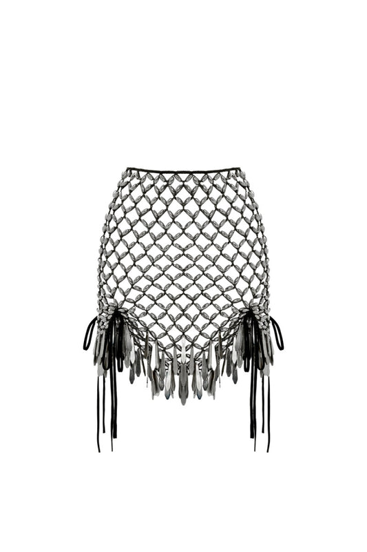 HAND KNITTED MINI SKIRT IN BLACK