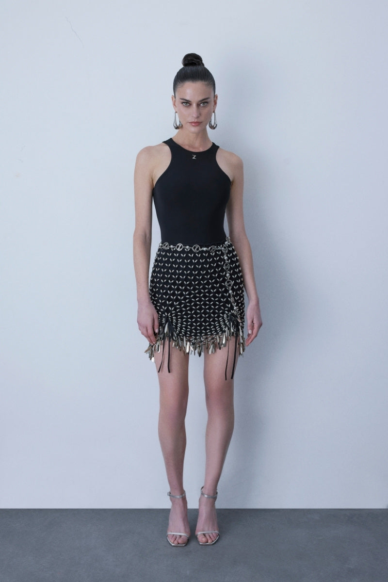HAND KNITTED MINI SKIRT IN BLACK