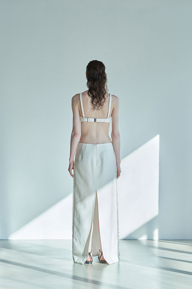PAPPUS TWEED MAXI SKIRT IN IVORY