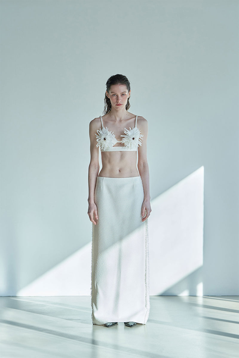 PAPPUS TWEED MAXI SKIRT IN IVORY