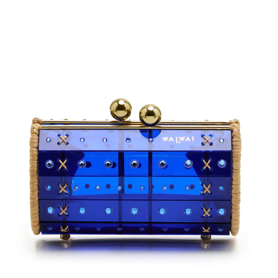Clutch Strass Gold Blue