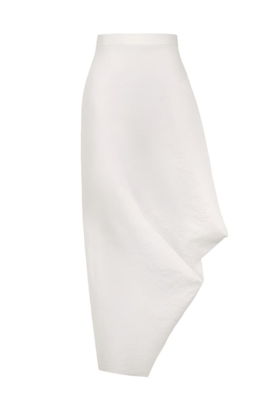 RUCHED ASYMMETRICAL SKIRT IN WHITE