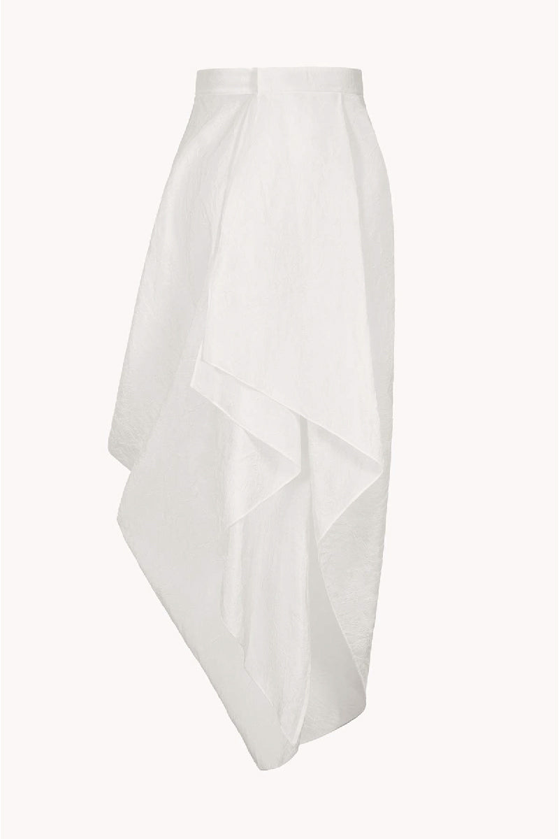 RUCHED ASYMMETRICAL SKIRT IN WHITE