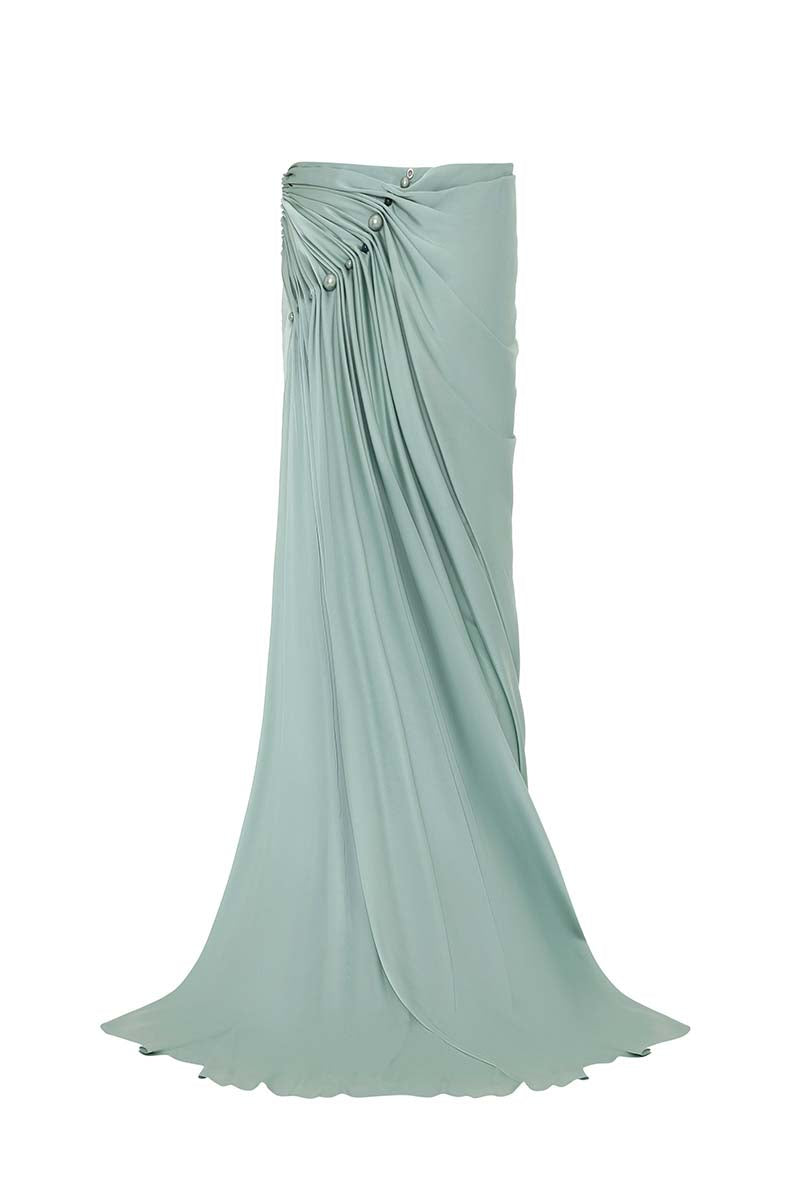 DRAPED SKIRT IN BLUE